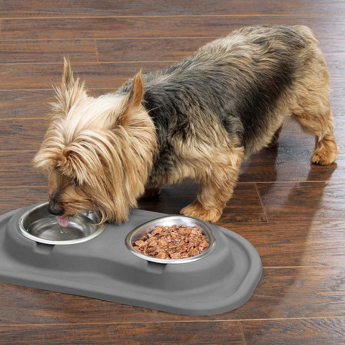 WeatherTech Double Low Pet Feeding System, Stainless Steel - Jeffers - Animal & Pet Supplies > Pet Bowls, Feeders & Waterers