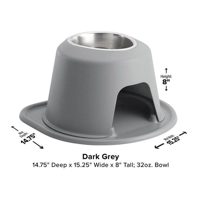 WeatherTech Single High Pet Feeding System, Stainless Steel - WTD4Y - Dark Grey - 8" High, 32 oz - 23
