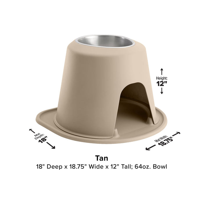 WeatherTech Single High Pet Feeding System, Stainless Steel - WTD57 - Tan - 12" High, 64 oz - 27