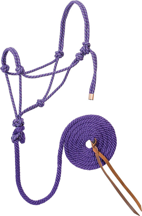 Weaver Leather Diamond Braid Rope Halter with Lead - W2AEG - Purple/Mint/White - 11