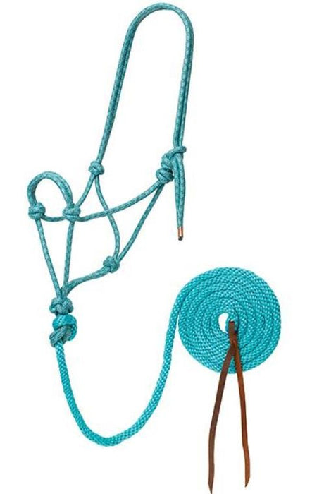 Weaver Leather Diamond Braid Rope Halter with Lead - W2AEJ - Turquoise/Brown/Tan - 10
