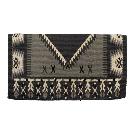 Weaver New Zealand Wool Show Saddle Blanket for Horses, 4.5 lbs - WLCQW - Charcoal, Silver & Cream - 4.5 lb - 34" x 38" - 1