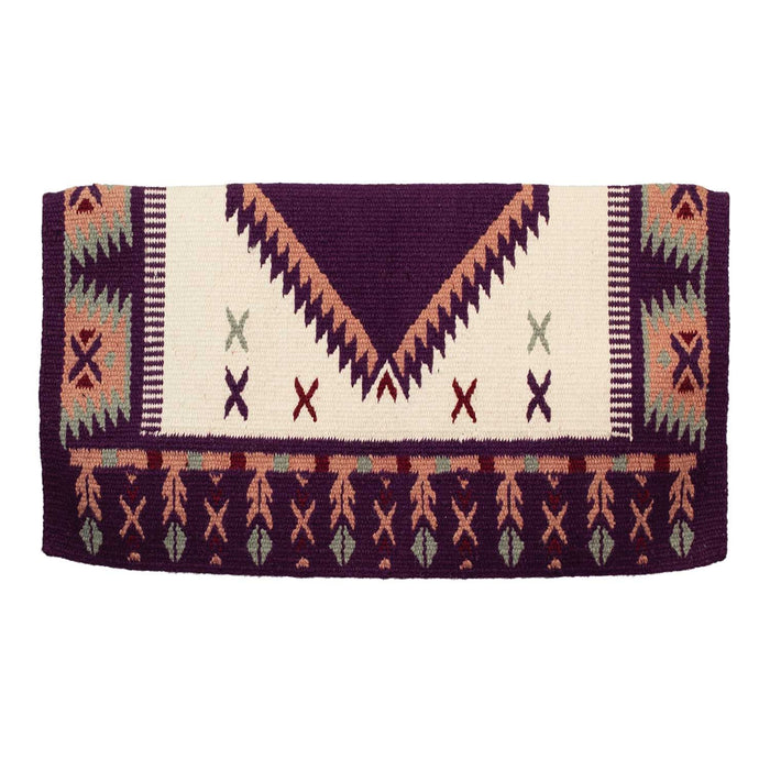 Weaver New Zealand Wool Show Saddle Blanket for Horses, 4.5 lbs - WLCQY - Purple, Cream & Sand - 4.5 lb - 34" x 38" - 3