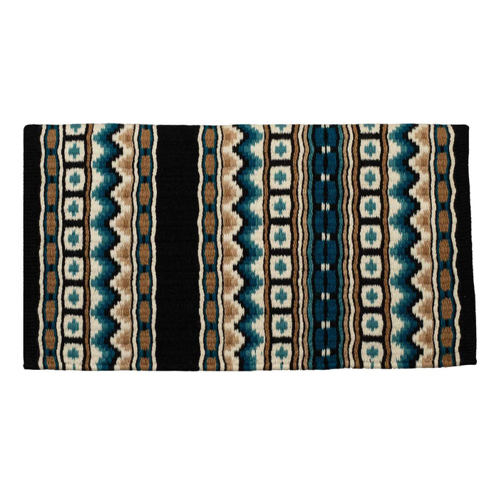 Weaver New Zealand Wool Show Saddle Blanket for Horses, 6 lbs - WLCQS - Sand & Turquoise - 6 lb - 34" x 38" - 4