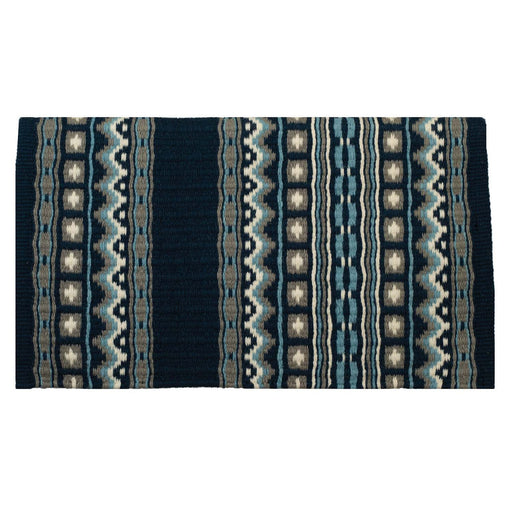 Weaver New Zealand Wool Show Saddle Blanket for Horses, 6 lbs - WLCQT - Navy, Ash & Periwinkle Blue - 6 lb - 34" x 38" - 2