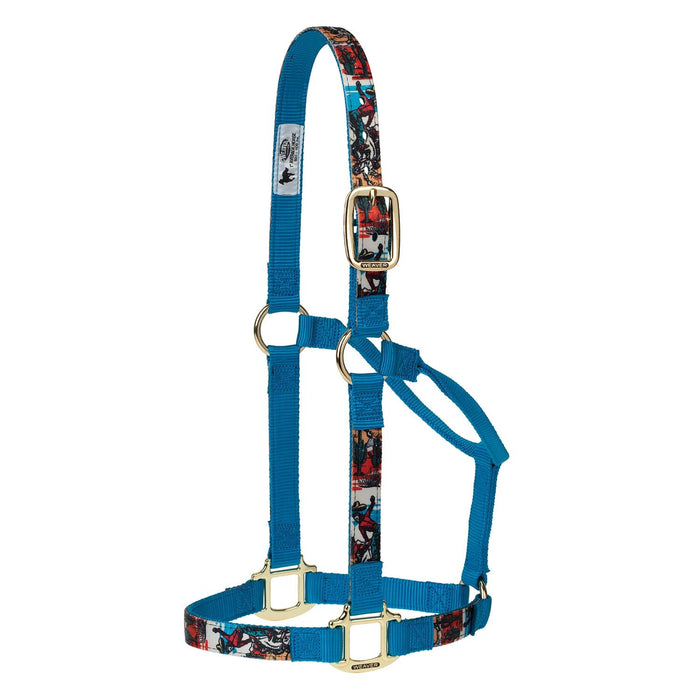 Weaver Patterned Nylon Overlay Halter for Horses - WLCP4 - Bucking Bronc - Small - 14