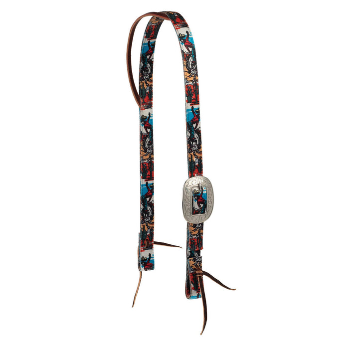 Weaver Patterned Nylon Split Ear Headstall for Horses - WLC88 - Bucking Bronco - 5