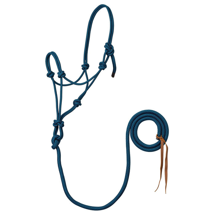 Weaver Poly Rope Horse Halter with Lead - WLC7B - Blue & Black - 5/16" - 1