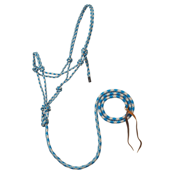 Weaver Poly Rope Horse Halter with Lead - WLC7D - Turquoise & Beige - 5/16" - 3