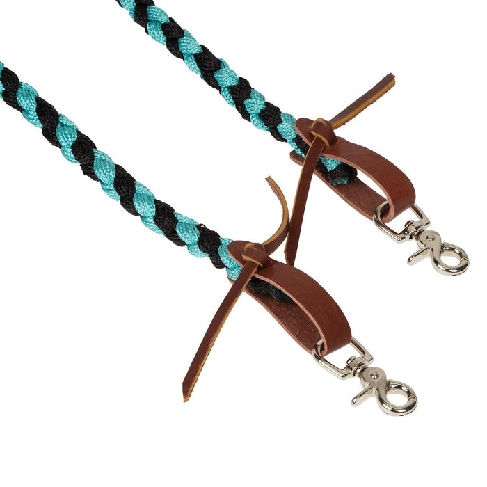 Weaver Polyester Braided Split Reins for Horses - WLC8N - Mint & Black - 1/2" x 8' - 6