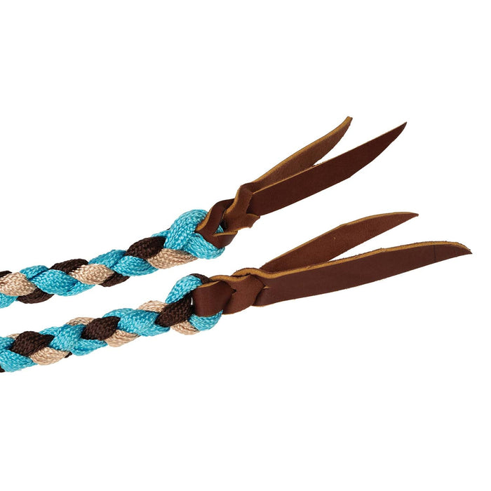 Weaver Polyester Braided Split Reins for Horses - WLC8P - Turquoise Brown & Tan - 1/2" x 8' - 8