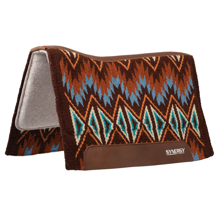 Weaver Synergy Contoured Performance Wool & Felt "Quest" Saddle Pad - WLCQ1 - 32" x 34" - Brown & Blue - 2