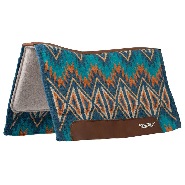 Weaver Synergy Contoured Performance Wool & Felt "Quest" Saddle Pad - WLCQ2 - 32" x 34" - Navy & Chestnut - 3