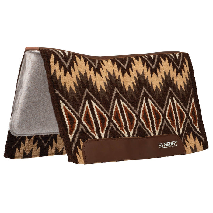 Weaver Synergy Contoured Performance Wool & Felt "Quest" Saddle Pad - WLCQ3 - 32" x 34" - Dark Brown & Tan - 4