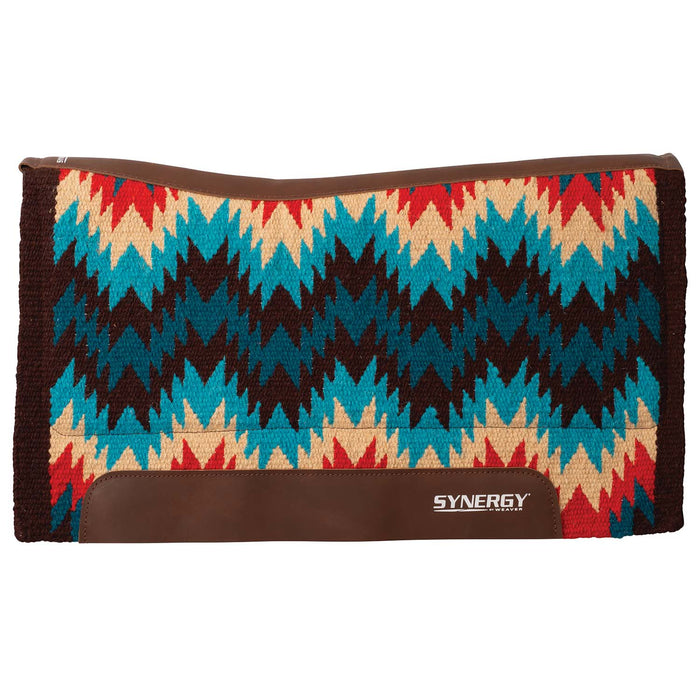 Weaver Synergy Contoured Performance Wool & Felt "Stampede" Saddle Pad - WLCPJ - 32" x 34" - Turquoise & Red - 2