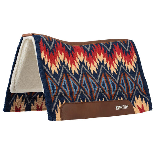 Weaver Synergy Contoured Performance Wool & Fleece "Quest" Saddle Pad - WLCQ9 - 33" x 38" - Navy & Red - 1