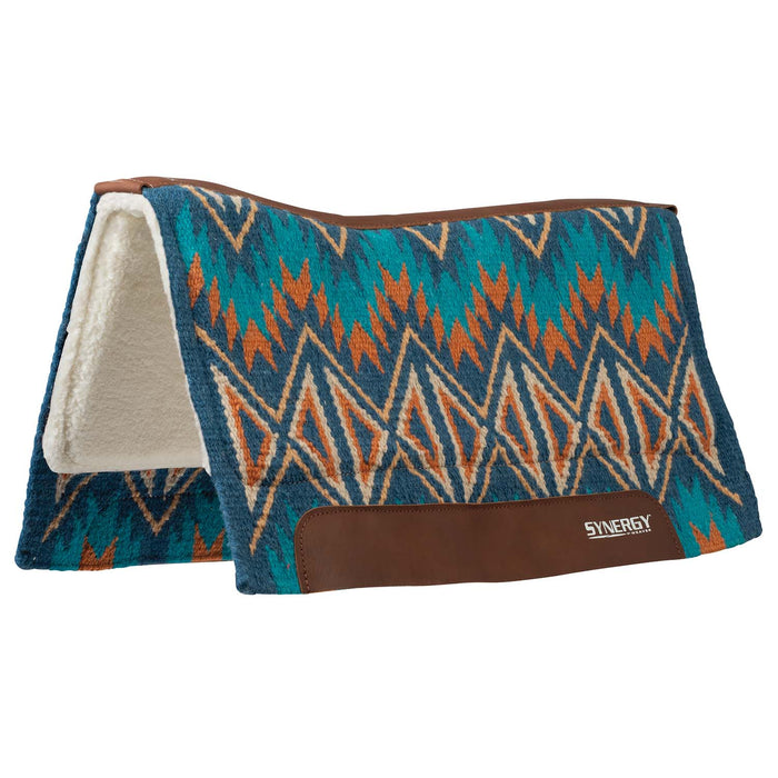 Weaver Synergy Contoured Performance Wool & Fleece "Quest" Saddle Pad - WLCQB - 33" x 38" - Navy & Chestnut - 3