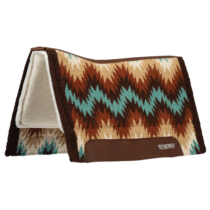 Weaver Synergy Contoured Performance Wool & Fleece "Stampede" Saddle Pad - WLCPW - 33" x 38" - Brown & Sand - 5
