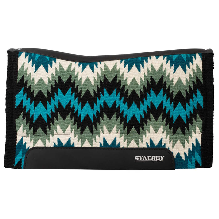 Weaver Synergy Contoured Performance Wool & Fleece "Stampede" Saddle Pad - WLCPX - 33" x 38" - Green & Cream - 8