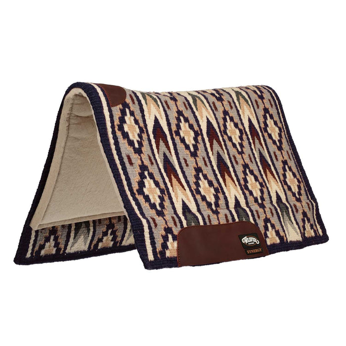 Weaver Synergy New Zealand Wool Blanket Top Saddle Pad - WLCQN - 33" x 38" - Dark Purple, Silver & Cream - 5