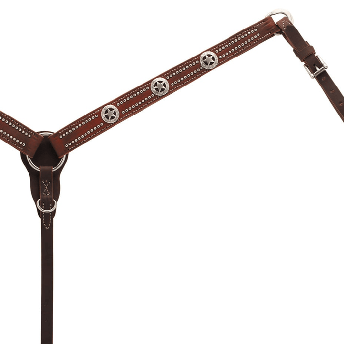 Weaver Texas Star Oiled Canyon Rose Harness Leather Tapered Breast Collar - WLC2AO - 2