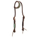 Weaver Turquoise Croc Leather Sliding Ear Headstall for Horses - WLC7L - Havana Brown - 1