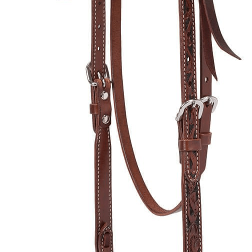 Weaver Turquoise Cross Floral Carved Browband Headstall - WLCE6 - 4