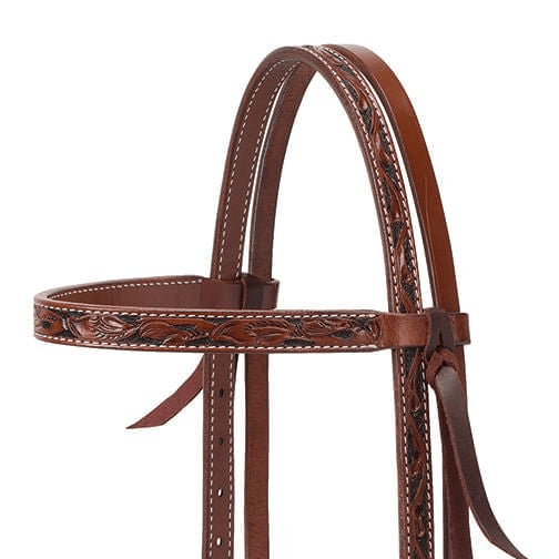 Weaver Turquoise Cross Floral Carved Browband Headstall - WLCE6 - 2