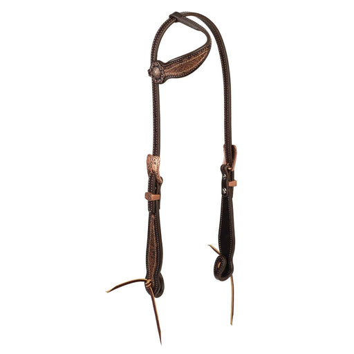 Weaver Western Floral Leather Sliding Ear Headstall for Horses - WLC7Q - Havana Brown - 1