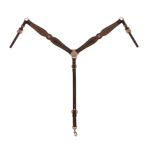 Weaver Western Floral Scalloped Leather Breast Collar for Horses - WLC7N - Havana Brown - 1