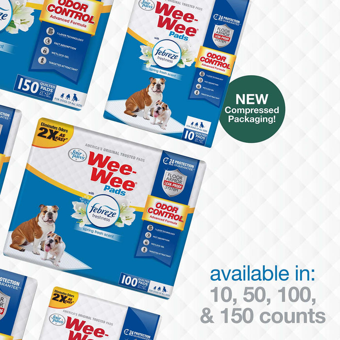 Wee - Wee Odor Control Dog Training Pads with Febreze Freshness - Jeffers - Animal & Pet Supplies > Pet Training Aids