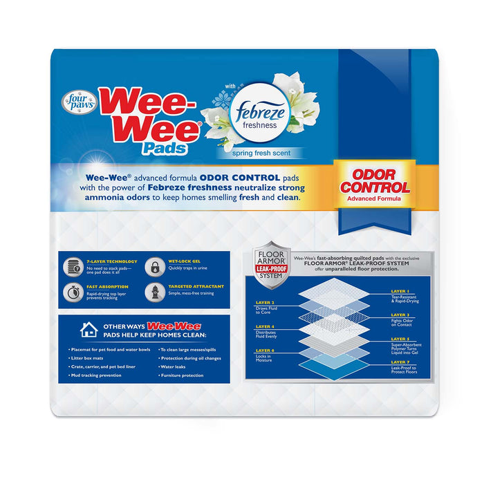 Wee - Wee Odor Control Dog Training Pads with Febreze Freshness - Jeffers - Animal & Pet Supplies > Pet Training Aids