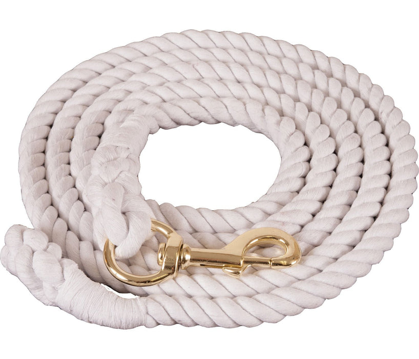 White Cotton Lead Rope w/ brass - plated bolt snap - Jeffers - Horse Supplies > Horse Tack > Horse Halters