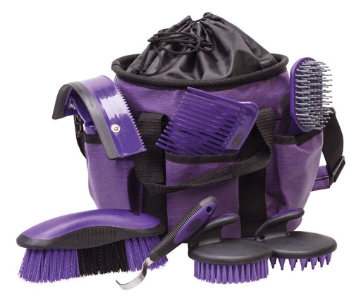 Weaver Horse Grooming Kit, 8-piece - Purple/Black  