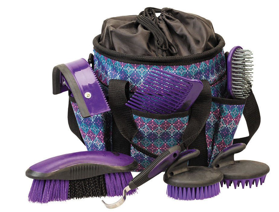 Weaver Horse Grooming Kit, 8-piece - Purple Geo  