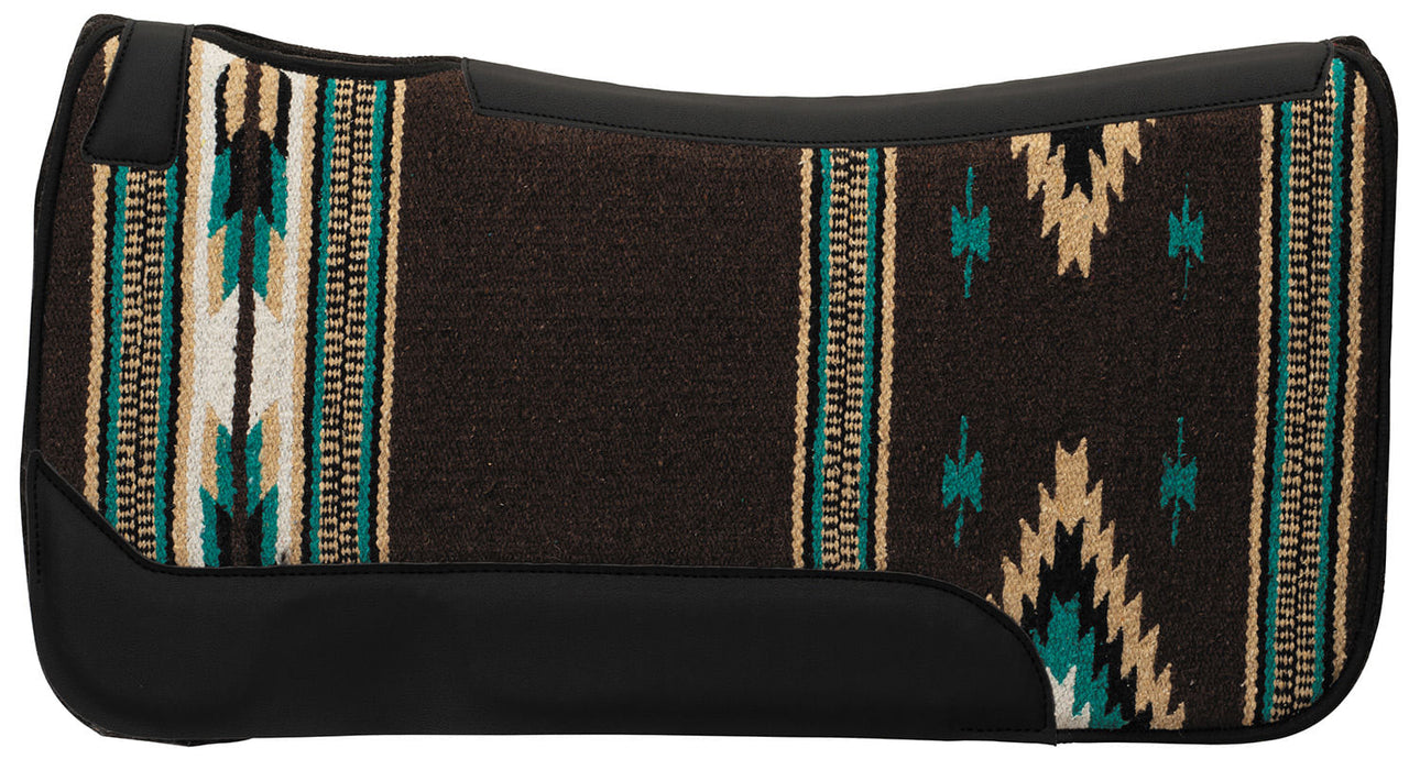 Weaver Contoured Single Weave Felt Saddle Pad, 31" x 32" - Dark Brown/Turquoise  