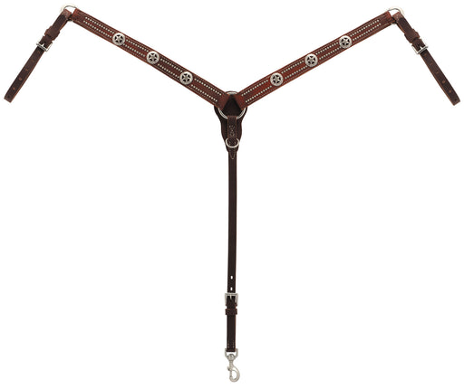 Texas Star Oiled Canyon Rose Harness Leather Tapered Breast Collar -   