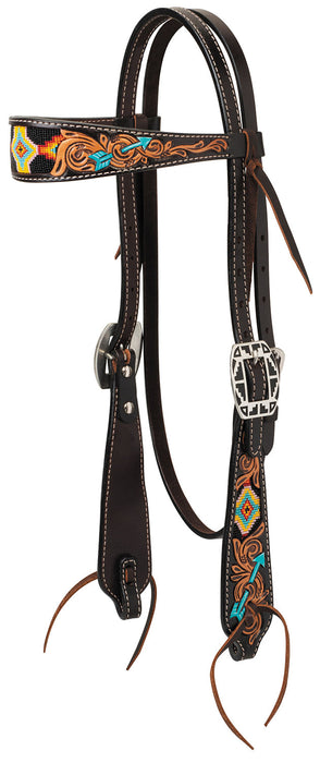 Turquoise Cross Navajo Arrow Browband Headstall -   