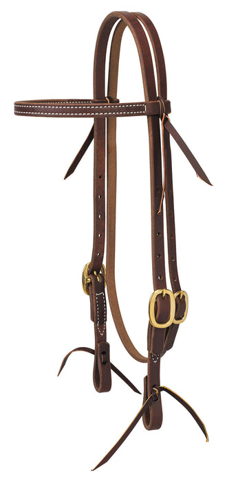 Weaver Oiled Harness Leather Browband Horse Headstall, Full - Brass  