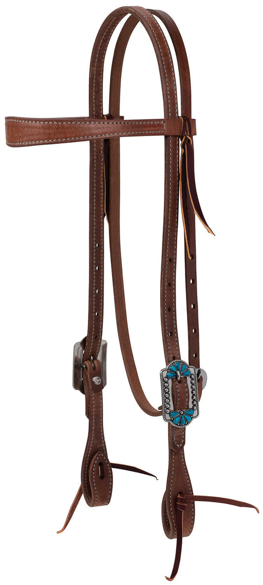 ProTack Turquoise Flower Browband Headstall -   