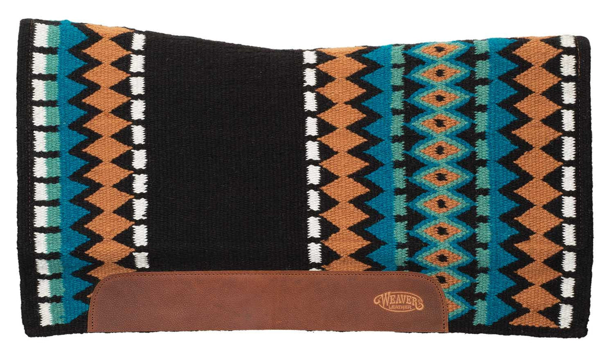 Weaver Flex Contour Wool Blend Felt Saddle Pad, Amarillo - Black/Turq/Buckskin  