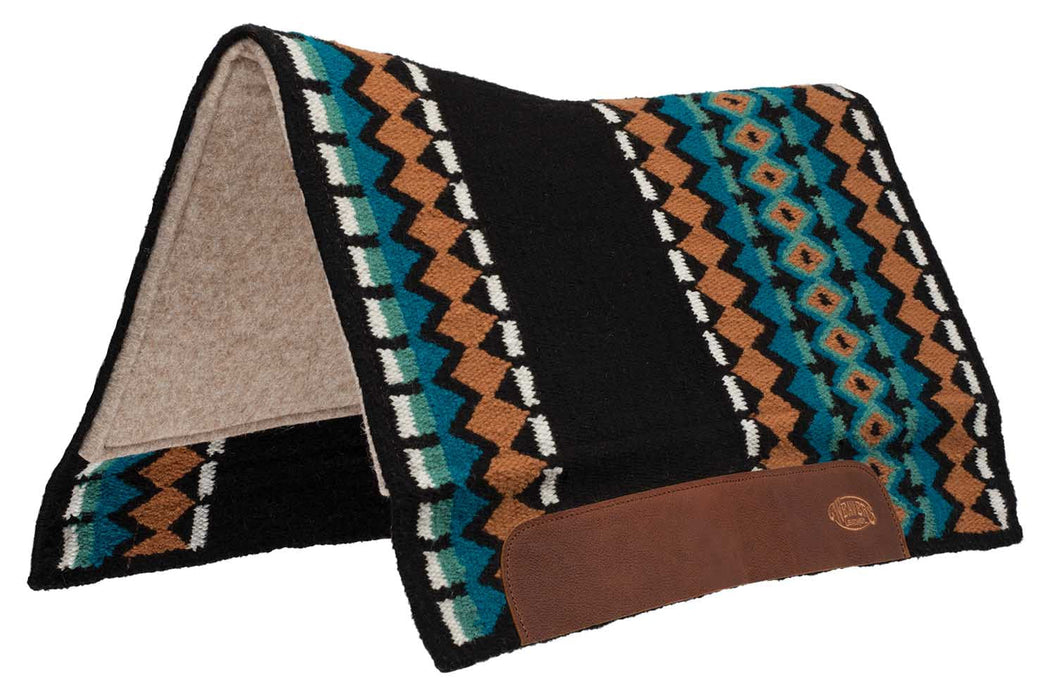 Weaver Flex Contour Wool Blend Felt Saddle Pad, Amarillo - Black/Turq/Buckskin  