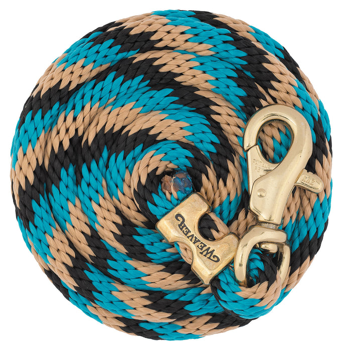 10' Weaver Poly Lead Rope w/ Bull Trigger Snap - Black/Turquoise/Tan  