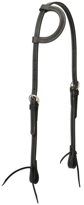 Black Latigo Leather Sliding Ear Headstall -   