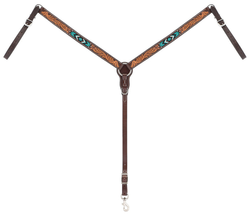 Turquoise Cross Two Toned Breast Collar -   