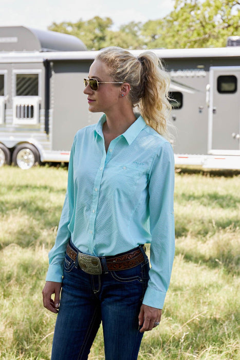 Women's VentTek Stretch Shirt, Aqua Check - Jeffers - Women > Women's Clothing > Women's Shirts