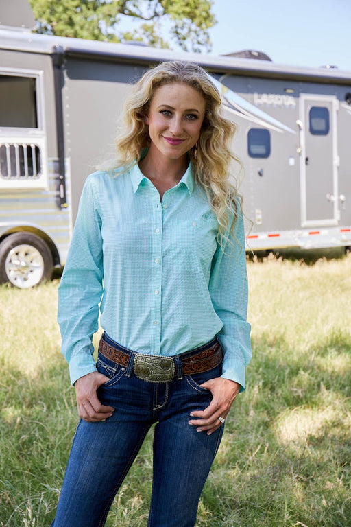 Women's VentTek Stretch Shirt, Aqua Check - Jeffers - Women > Women's Clothing > Women's Shirts