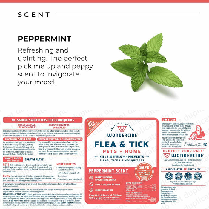 Wondercide Flea, Tick & Mosquito Control Spray for Pets + Home - WC21E - 4 oz. - Peppermint - 26
