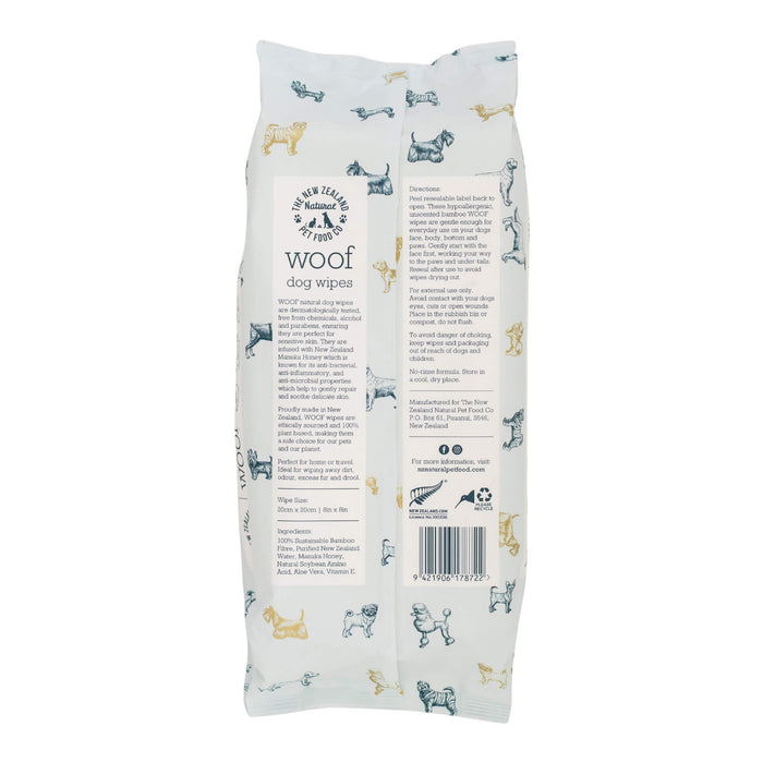 Woof Dog Wipes, Manuka Honey - 013NZ-WDW750MH - 26.5 oz - 80 Wipes - 2
