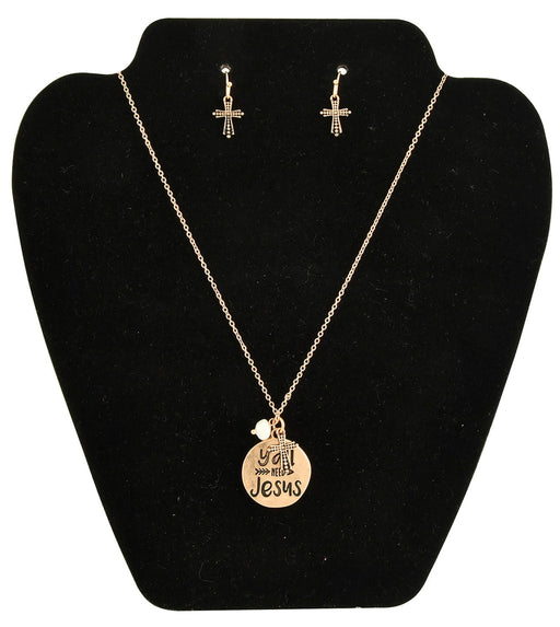 Worn Gold - Tone 'Y'all Need Jesus' Necklace & Earring Set - Jeffers - Dog Supplies > Dog Supplies